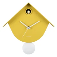 KARLSSON Wanduhr Retro Cuckoo 25.5 x 25.8 cm, zitronengelb - Uhrtyp: Analog - Betriebsart: Batteriebetrieb - Funksignal: Nein - Funktionen: Zeit - Form: Diverse - Detailfarbe: Zitronengelb