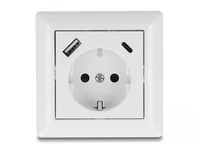 Einbausteckdose mit 2 USB Ladeports, 1 x USB Typ-A und 1 x USB Type-C™ mit PD 3.0, 18 W