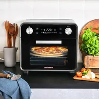Gastroback Backofen Design Ofen Air Fry & Pizza 22 l, Schwarz - Funktionen: Backen - Heissluft - Grill - Dörren - Ober-/Unterhitze - Ausstattung: Backblech - Kindersicherung - Timer-Funktion - Pizzaprogramm - Ausfahrbarer Grillrost - Innenbeleuchtung - Br