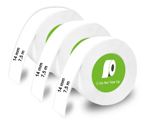 Olympia LabelRolls 3er Set endlos Schwarz auf Weiss - Breite: 40 mm - Länge: 7.5 m - Schriftfarbe: Schwarz - Bandfarbe: Weiss - Material: Papier - Materialeigenschaften: selbstklebend