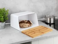 WENKO Kubo bread box Rectangular White, Wood Bamboo, Plastic