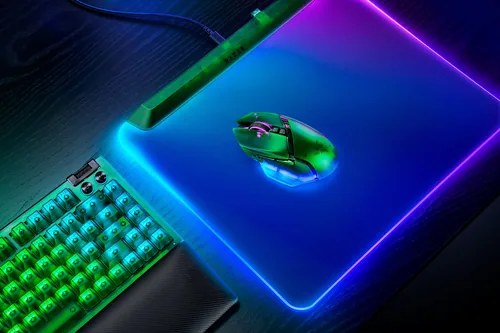 Razer Gaming-Maus Basilisk V3 Pro 35K – Phantom Green Edition - Maus Features: Griffige Seitenflächen - Hyperschnelles Scrollen - Umschaltbare DPI-Auflösung - RGB-Beleuchtung - Beleuchtung - Programmierbare Tasten - Ein-/Ausschalter - Scrollrad - Bedienun