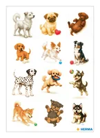 Herma Stickers Motivsticker Verspielte Hunde 3 Blatt / 36 Sicker - Motiv: Haustiere