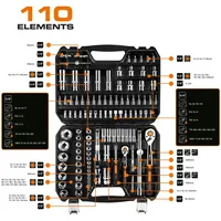 Socket wrenches 1/4, 1/2, set of 110 pcs, CrV