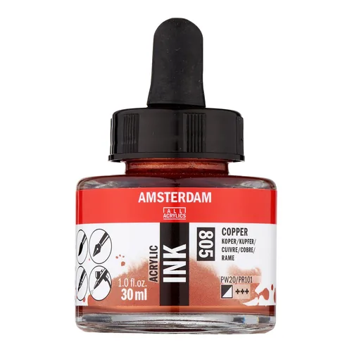 Amsterdam Acryltinte 805 Kupfer halbdeckend, 30 ml 30 ml, Kupfer - Art: Acryltinte - Detailfarbe: Kupfer - Set: Nein - Verpackungseinheit: 1 Stück