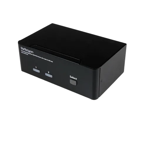 StarTech.com 2 Port Dual DisplayPort USB KVM Switch mit Audio - DisplayPort Desktop KVM Umschalter mit USB Hub - 4xUSB Buchse 2xDP Buchse - K