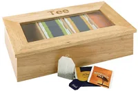 APS Teebox mit 4 Kammern Nature - Detailfarbe: Nature - Anzahl Fächer: 4 × - Teeform: Teebeutel - Material: Holz