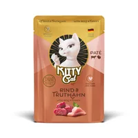 KITTY Cat Nassfutter KittyCat Paté Pouch Rind, Truthahn 85 g - Tierbedürfnis: Kein besonderes Bedürfnis - Geschmacksrichtung: Rind - Geflügel - Zertifikate: Keine Zertifizierung - Fleischsorte: Truthahn - Rind - Packungsgrösse: 85 g - Futtereigenschaft: G