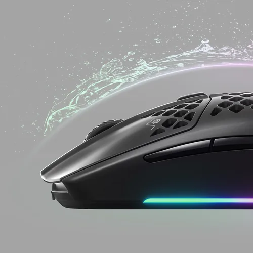 Steel Series Gaming-Maus Aerox 3 Schwarz - Maus Features: Spritzwassergeschützt - Programmierbare DPI-Einstellung - Staubgeschützt - RGB-Beleuchtung - Daumentaste - Beleuchtung - Bedienungsseite: Rechtshänder - Detailfarbe: Schwarz matt - Schwarz - Gewich
