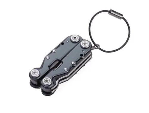 TROIKA TOL42/GY multi tool pliers Keychain 10 tools Grey