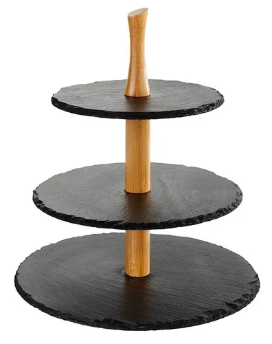 APS 3-stufige Etagère Braun/Schwarz - Produkttyp: Etagere - Materialtyp: Holz - Material: Holz - Schiefer - Detailfarbe: Braun - Schwarz - Anzahl Etagen: 3 × - Stapelbar: Nein