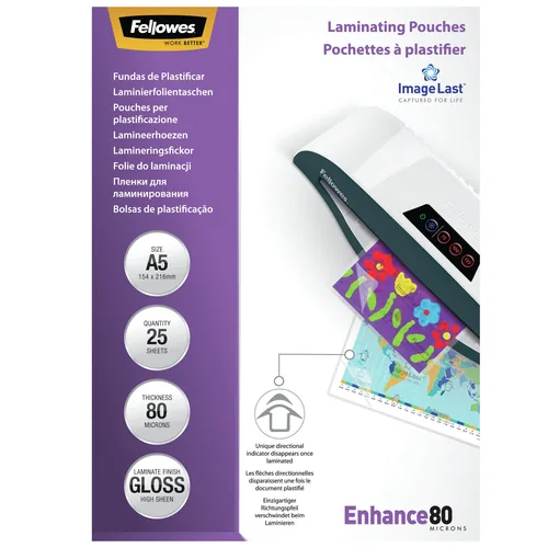 FELLOWES Laminiertasche A5 5396003 glanz, 80my 25 Stk