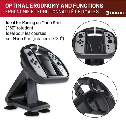Nacon Faltbares Rad – schwarz [NSW2] - Verbindungsmöglichkeiten: Keine - Plattform: Nintendo Switch 2 - Controller Typ: Lenkrad - Detailfarbe: Grau - Schwarz