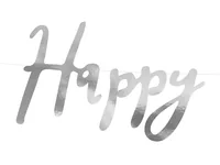Partydeco Girlande Happy Birthday Silber, 16.5 x 62 cm - Materialtyp: Papier - Material: Papier - Detailfarbe: Silber - Länge: 0.62 m - Motto: Geburtstag