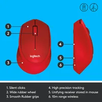 Logitech Wireless Mouse M330 silent plus red retail