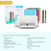 LOKLIK Schneideplotter iCraft Weiss - Maximale Arbeitsbreite: 333 mm - Materialdicke: 0.38 mm - Schneidplotter Funktionen: Falzen - Zeichnen - Schneiden - Detailfarbe: Weiss