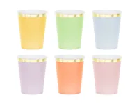 Partydeco Einwegbecher mit Goldrand farbig, 220 ml, 6 Stück - Produkttyp: Einwegbecher - Materialtyp: Papier - Material: Papier - Detailfarbe: Mehrfarbig