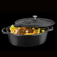 Kela Bräter Calido oval 33 cm, Schwarz - Material: Gusseisen - Topfart: Bräter - Kompatible Kochfelder: Backofen - Glaskeramik - Gas - Halogen - Induktion - Elektro - Antihaftbeschichtung: Nein - Detailfarbe: Schwarz - Spülmaschinenfest: Nein
