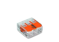 WAGO Verbindungsklemme COMPACT 3-fach, 50 Stück - Schutzklasse: IP20 - Verwendung Klemmen: Drähte + Litzen - Verpackungseinheit: 50 Stück - Detailfarbe: Orange - Transparent - Eigenschaften Hausinstallation: Selbstlöschend - Flammwidrig - E-Nr.: 157812314