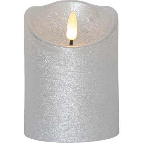 Star Trading LED-Kerze Flamme Rustic, Ø 7.5 x 10 cm, Silber - Betriebsart: Batteriebetrieb - Fernbedienung: Nein - Aussenanwendung: Nein - Höhe: 10 cm - Timerfunktion: Ja - Set: Nein