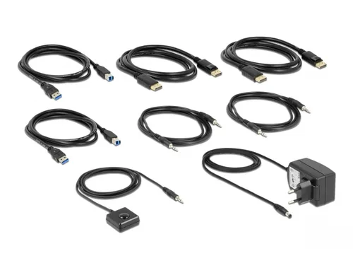 Delock KVM Switch DisplayPort 1.4 8K 60 Hz - Konsolen Ports: 2x DisplayPort (Dual View) - 3.5 mm Klinke - USB 3.0 - Computer Ports: USB 2.0 - 3.5 mm Klinke - DisplayPort - KVM-Art: Lokal - Anzahl Geräte: 2 - Montage: Desktop - Stromversorgung: Externes Ne