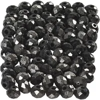 Creativ Company Glasschliffperlen 3 mm x 4 mm Schwarz - Packungsgrösse: 100 Stück - Durchmesser: 4 mm - 3 mm - Detailfarbe: Schwarz - Perlenart: Glasperlen