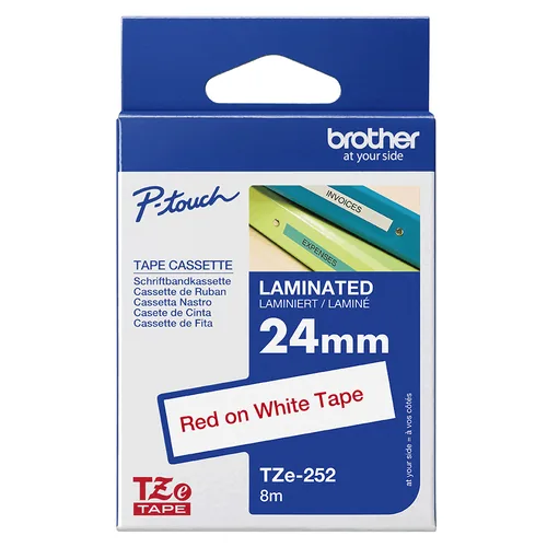 BROTHER P-Touch TZE-252 red on white 24mm