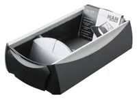 HAN Visitenkartenbox VIP 500 Karten, Grau/Schwarz - Anzahl Visitenkarten: 500 Stück - Produkttyp: Visitenkartenbox - Material: Kunststoff - Detailfarbe: Grau - Schwarz