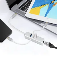 helos HUB, USB 3.1 Type-CSt. /3x USB+RJ45 Gigabit Ethernet, PREMIUM, silber