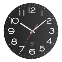 TFA Dostmann Funk-Wanduhr Schwarz, Ø 31 cm - Uhrtyp: Analog - Betriebsart: Batteriebetrieb - Funksignal: Ja - Funktionen: 24-Stundenanzeige - Sommer/Winterzeit automatisch - Form: Rund - Detailfarbe: Schwarz