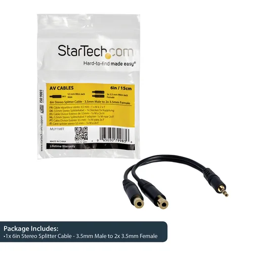 6IN STEREO SPLITTER CABLE .