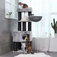 Feandrea Kratzbaum Stämme, 141 cm, Grau/Schwarz - Höhe: 141 cm - Anzahl Liegeplätze: 5 × - Detailfarbe: Grau - Schwarz - Tierart: Katze - Produkttyp: Kratzbaum