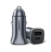 Ugreen USB Type-C / USB 24W Power Delivery Quick Charge car charger, grey (30780)