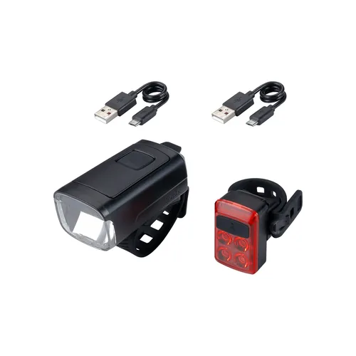 BBB Velolampe Lichtset Stud50 Strap 200 - Betriebsart: Akkubetrieb - Lichtfarbe: Rot - Weiss - Montageart: Schraubklemme - Leuchten Kategorie: Rücklicht - Vorderlicht - Leuchtmittel: LED - Lichtstärke: 200 lm
