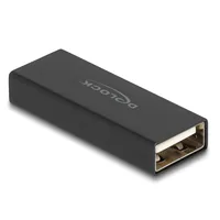 Delock USB-Adapter Gender Changer USB-A Buchse - USB-A Buchse - Detailfarbe: Schwarz - USB Standard: 2.0 (480 Mbps) - Winkelstecker: Nein - Steckertyp Seite B: USB-A Buchse - Besondere Eigenschaften: Metallverstärkt - USB-A beidseitig einsteckbar - Stecke
