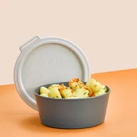 Koziol Schale Move Box mit Deckel 1.3 l, Grau - Unterteilungsmöglichkeit: Nein - Material: Biozirkulärer Kunststoff - Detailfarbe: Grau - Set: Nein - Form: Rund