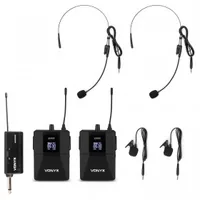 Vonyx Drahtlossystem WM552B - Wandlerprinzip: Kondensator - Bauweise: Hand-/Stativmikrofon - Richtcharakteristik: Niere - Anschlüsse: 6.3 mm Klinke - Signalverarbeitung: Digital - Betriebsart: Batteriebetrieb