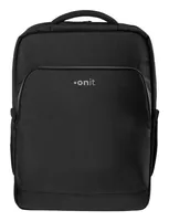 onit Notebook-Rucksack Slim 15.6 , 14 l, Schwarz - Tragemöglichkeit: Rucksack - Handgriff - Tiefe: 9 cm - Breite: 30.5 cm - Bildschirmdiagonale: 15.6  - Detailfarbe: Schwarz - Material: 600D rPET Polyester