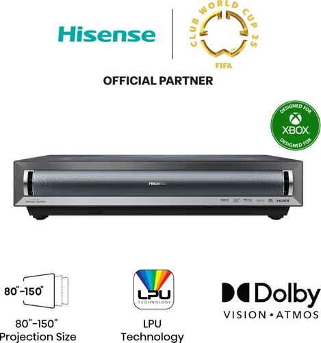 Hisense PX3 projecteur TV Projecteur à focale ultra courte 2800 ANSI lumens UHD 4K (3840x2160) Noir, Gris foncé