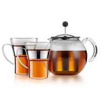 Bodum Teebereiter Set Assam Verchromt, 1 l/0.35 l - Material: Kunststoff - Silikon - Filtertyp: Edelstahlfilter - Fassungsvermögen: 1 l - Kompatible Kochfelder: Manuell - nicht für Kochfelder