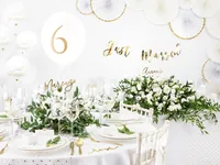 Partydeco Tischdecke Rund, Ø 230 cm, Weiss - Material: Textil - Eigenschaften: Keine Eigenschaft - Breite: 230 cm - Länge: 230 cm - Motiv: Hochzeit - Detailfarbe: Weiss