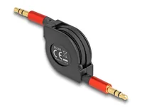 Delock Audio-Kabel aufrollbar 3.5 mm Klinke - 3.5 mm Klinke 0.9 m - Kabeltyp: Anschlusskabel - Audioanschluss Seite A: 3.5 mm Klinke - Audiokanäle: Stereo - Audioanschluss Seite B: 3.5 mm Klinke - Detailfarbe: Schwarz - Länge: 0.9 m