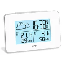 ADE Wetterstation mit Funk-Aussensensor Weiss - Funktionen: Aktuelle Wetterlage - Aussentemperatur - Display - Innentemperatur - Uhrzeitanzeige - Wecker - Set: Nein - Typ: Wetterstation