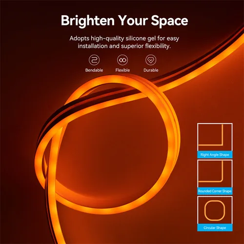 Vention Silicone Neon LED strip with remote control, 12V, 2m