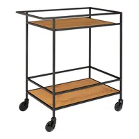 House Nordic Bartrolley Vita 79 x 68 cm, Nature/Schwarz - Tiefe: 40 cm - Breite: 68 cm - Höhe: 79 cm - Detailmaterial: Spanplatte - Melamin - Stahl - Grundmaterial: Holz - Kunststoff - Metall