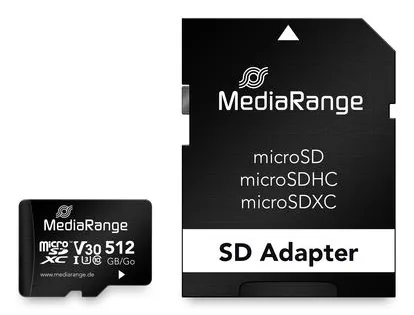 MediaRange SD MicroSD Card 512GB UHS-1 Cl.10 inkl. Adapter