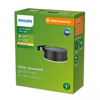 Philips Solar Vynce Wandleuchte, Lichtsensor, rund, 2700K, schwarz - Dimmbar: nicht dimmbar - Lichtfarbe: Warmweiss (WW) - Lichtausbeute: 133.3 lm/W - Gesamtleistung: 1.5 W - Zusätzliche Ausstattung: Dämmerungssensor - Farbtemperatur Kelvin: 2700 K