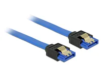 Delock SATA3-Kabel 50 cm blau, Metal-Clip - Datenanschluss Seite A: SATA mit Metallclip - Datenanschluss Seite B: SATA mit Metallclip - Anzahl Ausgänge: 1 × - Winkelstecker: Nein - Kabellänge: 50 cm