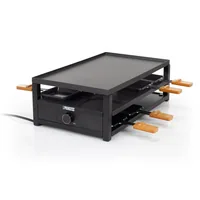 Princess Racletteofen Black Steel 8 Personen - Anzahl Personen: 8 - Funktionen: Antihaftbeschichtung - Pfannenhalter - Raclette - Regelbarer Thermostat - Rutschfeste Füsse - Connect-System: Nein - Grillplatte: Aluminium - Pfännchenablage: Ja