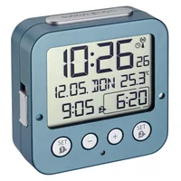 TFA Dostmann Funkwecker Bingo Türkis - Funktionen: Snooze-Funktion - Alarm - Weckfunktion - Ausstattung: Wochentag - Zeit - Innentemperatur - Hintergrundbeleuchtung - Datum - Displaytyp: LCD - Detailfarbe: Türkis - Funksignal: Ja - Betriebsart: Batteriebe
